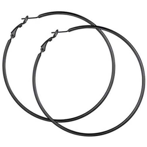 Statement Hoop Earrings for Women, 316L Stainless Steel Round/Star/Heart Big Hoop Earrings, Gift for Her (with Gift Box)