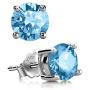 Genuine Sterling Silver Birthstone Stud Earrings 8mm 2 Carat Created Diamond or Gemstone Hypoallergenic Nickel Free Jewelry Birthday Women Girls Men Gifts