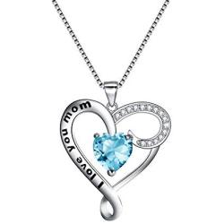 EVER FAITH Mothers Day Birthday Gift 925 Sterling Silver CZ''I Love You Mom'' Heart Pendant Necklace