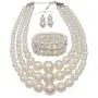 JNF Large Pearl Necklace Set Multi Layer Pearl Strand Costume Jewelry Sets Pearl Statement Necklace Bracelet and Earrings for Women JNF Large Pearl Necklace Set Multi Layer Pearl Strand Costume Jewelry Sets Pearl Statement Necklace Bracelet and Earrings for Women