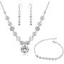 Crystalline Azuria Wedding Set White Zirconia Crystals Strand Necklace Dangle Earrings Bracelet 18 ct White Gold Plated