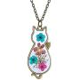 PAMTIER Womens Pressed Flower Pendant Vintage Alloy Animal Cute Cat Necklace