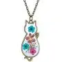 PAMTIER Womens Pressed Flower Pendant Vintage Alloy Animal Cute Cat Necklace
