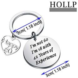 HOLLP Funny Birthday Gift I’m Not 35/50/60 I’m 18 with 17/32/42 Years of Experience Happy 35th 60th Gift Birthday Keychain