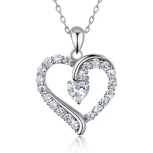 Women 925 Sterling Silver heart necklace - Billie Bijoux “You Are the Only One” Love Platinum Plated CZ Diamond pendant Necklace Gift for Women Girls Valentines Day Mothers Day Women 925 Sterling Silver heart necklace - Billie Bijoux “You Are the Only One” Love Platinum Plated CZ Diamond pendant Necklace Gift for Women Girls Valentines Day Mothers Day