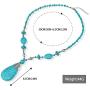 Suyi Long Pendant Turquoise Necklace for Women Bohemian Handmade Beaded Necklace Jewelry