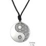 Yin Yang Taoist Symbol of Balance Pendant Necklace Adjustable Rope Necklace for Men and Women