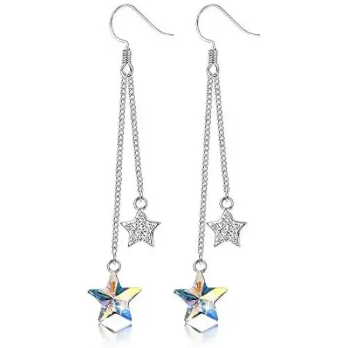 Sllaiss 925 Sterling Silver Austria Crystals Blue Star Drop Dangle Earrings for Women 18K Platinum Plated Aurora Crystal Jewelry Star Tassel Earrings Sllaiss 925 Sterling Silver Austria Crystals Blue Star Drop Dangle Earrings for Women 18K Platinum Plated Aurora Crystal Jewelry Star Tassel Earrings