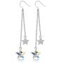 Sllaiss 925 Sterling Silver Austria Crystals Blue Star Drop Dangle Earrings for Women 18K Platinum Plated Aurora Crystal Jewelry Star Tassel Earrings