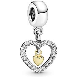 Pandora Jewelry Forever In My Heart Cubic Zirconia Charm in Sterling Silver and 14K Yellow Gold