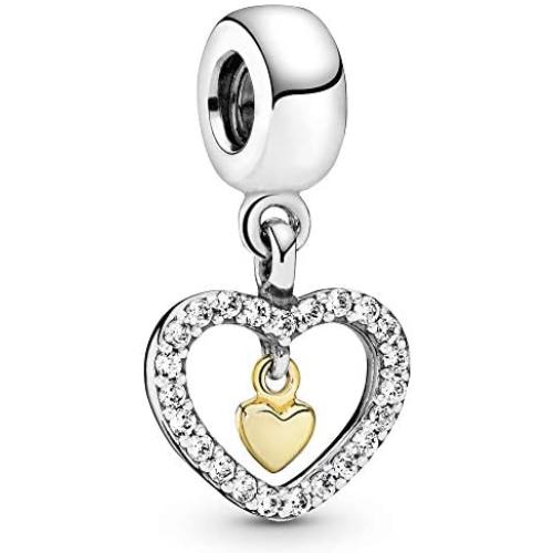 Pandora Jewelry Forever In My Heart Cubic Zirconia Charm in Sterling Silver and 14K Yellow Gold