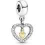 Pandora Jewelry Forever In My Heart Cubic Zirconia Charm in Sterling Silver and 14K Yellow Gold