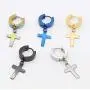 Dangling Cross Hoop Earrings Set for Men Women Stainless Steel Piercing Cross Dangle Hinged Huggie Ear Jewelry Wearing Boys Girls