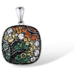 Santuzza Cushion Pendant 925 Sterling Silver Green Spinel White Nano Cubic Zirconia Fine Necklace Jewelry for Women