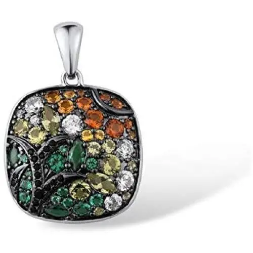 Santuzza Cushion Pendant 925 Sterling Silver Green Spinel White Nano Cubic Zirconia Fine Necklace Jewelry for Women