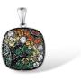 Santuzza Cushion Pendant 925 Sterling Silver Green Spinel White Nano Cubic Zirconia Fine Necklace Jewelry for Women