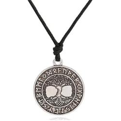 Ztuo Tree of Life World Tree Pendant Norse Vikings Runes Amulet Necklace Nordic Talisman