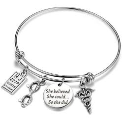 AKTAP She Believed She Could So She Did Adjustable Bangle Optometrist Gifts Graduation Birthday Gift for Eye Doctor Optometry Student