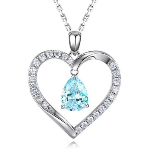 HAOSG 925 Sterling Silver Love Heart February Birthstone Created Amethyst Necklace Valentines Day Birthday Jewelry Gifts for Her Women Girls, 16''+2'' Adjustable Chain