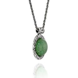 Stera Jewelry Antique Style Floral Design Round Gemstone Pendant Sterling Silver Necklace, 20 Inches