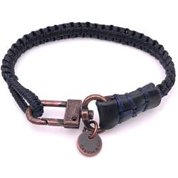 Mens Reversible Hand-Knotted Waxed Cord Bracelet - Navy & Black