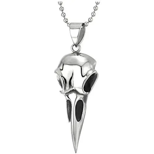 COOLSTEELANDBEYOND Stainless Steel Mens Womens Eagle Bird Skull Pendant Necklace with 30 Inches Ball Chain, Polished COOLSTEELANDBEYOND Stainless Steel Mens Womens Eagle Bird Skull Pendant Necklace with 30 Inches Ball Chain, Polished
