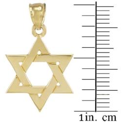 Solid 14k Yellow Gold Traditional Jewish Star of David Charm Pendant