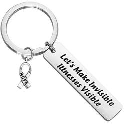 CENWA Mental Health Awareness Gift Invisible Illness Keychain Hope Ribbon Jewelry Lets Make Invisible Illnesses Visible Keychain