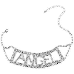 Ingemark SEXY BABE PRINCESS Block Letter Wide Crystal Collar Choker for Women Girls Shiny Rhinestone Multi Layer Necklace