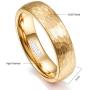 VAKKI 6mm Gold Tone Hammered Tungsten Carbide Ring Domed Wedding Band for Men Women Size 5-12