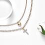 Masiter Sparkly Rhinestone Tennis Necklace Layered Heart Cross Pendant Choker Dainty Chain Birthday Party Costume Jewelry for Women and Girls (style 1)