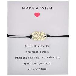 HUNO Friendship Bracelet with Wish Card Shell Pineapple Infinity Charm Bracelet for Friends Gifts Couple Jewelry 4Pcs/Pack