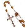 Catholic Oval Olive Wood Rosary Beaded Prayer Jerusalem Cross Decor Crucifixion of Christ Jesus Necklace for Auto Vehicle for Men Women Religious Jewelry Pendant 14 inch