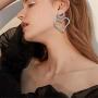 Fashion Shine Full Rhinestone Long Heart Drop Earrings for Women Luxury Pendientes Jewelry Gifts Fashion Tassel earring 2 pcs