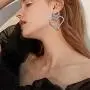 Fashion Shine Full Rhinestone Long Heart Drop Earrings for Women Luxury Pendientes Jewelry Gifts Fashion Tassel earring 2 pcs