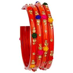 JDZ COLLECTION Indian Bangles Jewelry for Women Glass Bangles Flower Design Costume Matching Partywear Bangles Set 4pc Beautiful Bollywood Bangles