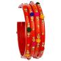 JDZ COLLECTION Indian Bangles Jewelry for Women Glass Bangles Flower Design Costume Matching Partywear Bangles Set 4pc Beautiful Bollywood Bangles