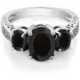 Gem Stone King 925 Sterling Silver Black Onyx 3-Stone Womens Ring (2.41 Cttw Oval, Available 5,6,7,8,9) Gem Stone King 925 Sterling Silver Black Onyx 3-Stone Womens Ring (2.41 Cttw Oval, Available 5,6,7,8,9)