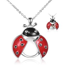 POPLYKE Ladybug/Penguin/Owl/Wolf/Butterfly Jewelry Gifts Sterling Silver Cute Ladybug/Penguin/Owl Locket Necklace That Holds Pictures for Women Girls