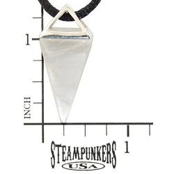 Celestial Collection - Large Pyramid Pendulum Triangle Point, Clear Quartz Pendant 1.38 inches 35mm - 20-22 Inch Adjustable Black Cord – Crystal Gemstone Collectibles Carved Necklace Handmade Charm