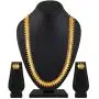 Aheli Wedding Wear Gold Tone Goddess Engraved on Coin Long Necklace Set South Indian Traditional Bollywood Fashion Jewelry Set for Women