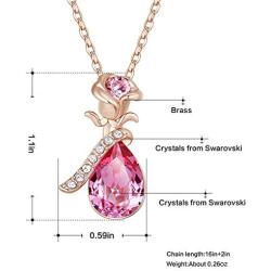 FUJIN Rose Necklace Jewelry for Women Hypoallergenic 18K Rose Gold/White Gold Plated Ladies Necklace Embellished with Crystals from Swarovski Jewel Gifts for Mom
