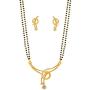 Touchstone Gold Tone Indian Bollywood Ethnic White Rhinestones Pretty mangalsutra Necklace Set Jewelry for Women