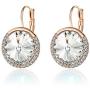 Round Swarovski Crystal Halo Drop Leverback Earrings for Women 14K Gold Plated Hypoallergenic Earrings