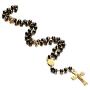 JAJAFOOK Mens Black Stainless Steel Black Gold Silicone Beads Rosary Necklace with Cross Pendant