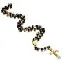 JAJAFOOK Mens Black Stainless Steel Black Gold Silicone Beads Rosary Necklace with Cross Pendant JAJAFOOK Mens Black Stainless Steel Black Gold Silicone Beads Rosary Necklace with Cross Pendant