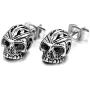 Fusamk Punk Rock Titanium Steel Flower Pattern Crystal Eye Skull Stud Earrings