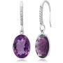Gem Stone King 925 Sterling Silver Purple Amethyst Pendant and Earrings Set (15.00 Ct, 10X14MM Oval with 18 Inch Silver Chain)