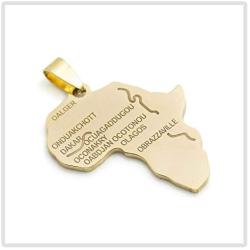 Mgutillart Punk Rock Stainless Steel Africa Map Tag Pendant Necklace