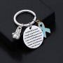 UJIMS Ovarian Cancer Gift PTSD Awareness Keychain with Teal Ribbon Charm I Stand Taller Because I Am A Survivor Fighter Jewelry